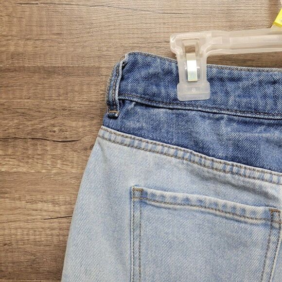 PacSun Denim Mini Skirt Blue Two Toned‎ Womens Size 25 Pockets Frayed Raw Hem - Picture 9 of 13